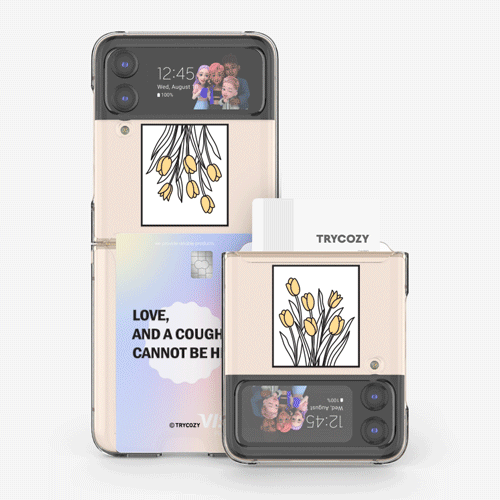 [TryCozy]트라이코지 러블리튤립 갤럭시Z플립시리즈 클리어 카드 하드케이스